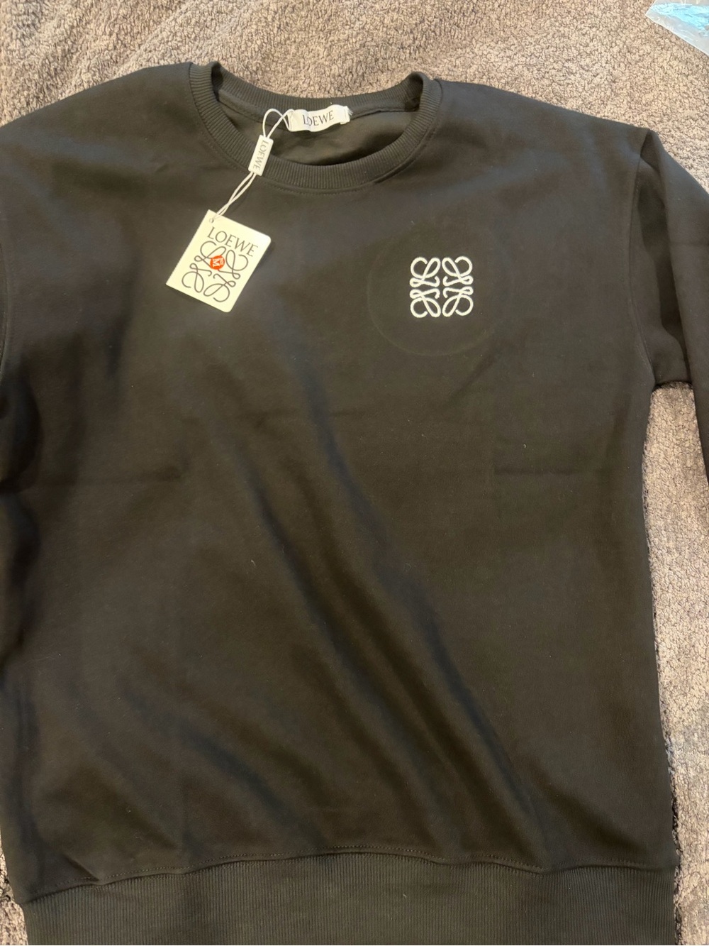 Loewe Black Crewneck Sweatshirt with White Anagram